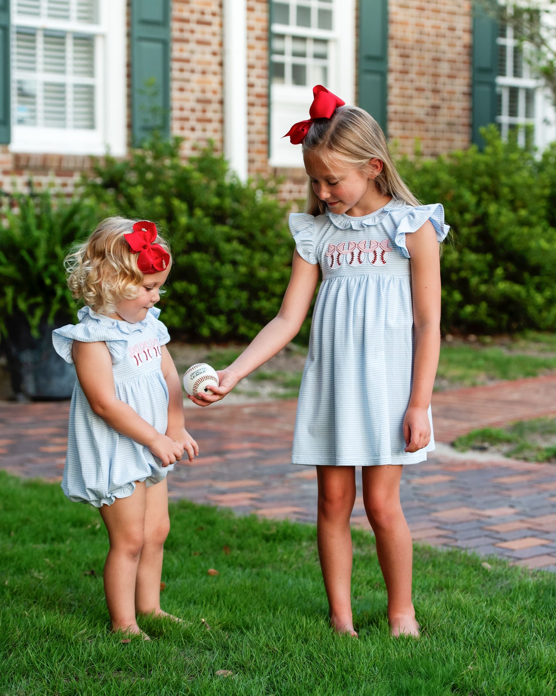 Blue Stripe Knit Applique Baseball Dress - Image 3