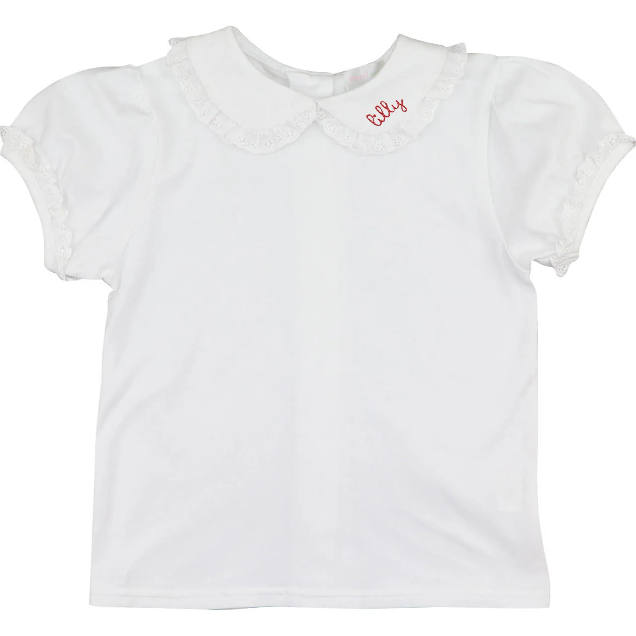 White Knit Eyelet Peter Pan Shirt - Image 5
